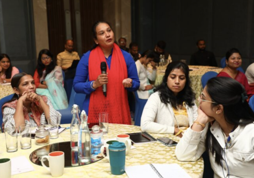 Ritu Narwale speaks during a panel discussion at Clean Air Catalyst’s ‘Women in Clean Air’ workshop.