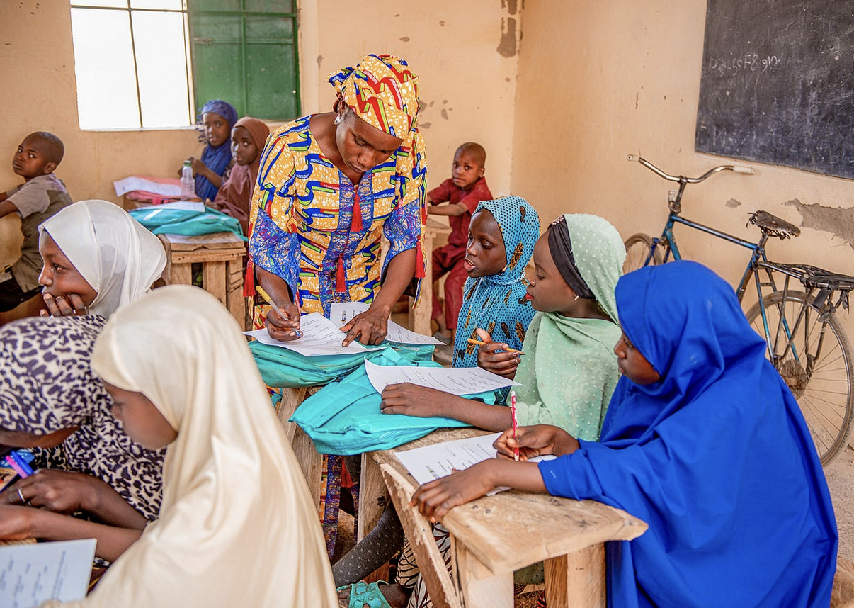 Out-of-school adolescent girls attend a non-formal learning center in Borno, Nigeria, as part of USAID’s Opportunities to Learn Activity. / USAID