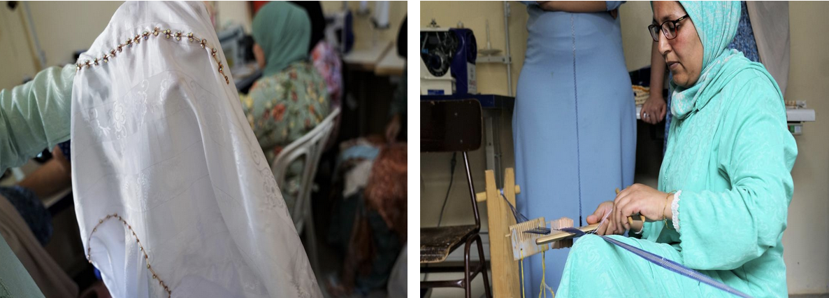 Women making garments from sewing